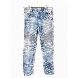 Jordan Craig Legacy Edition Aaron Distressed Vintage Moto Blue Jeans Size 38/34